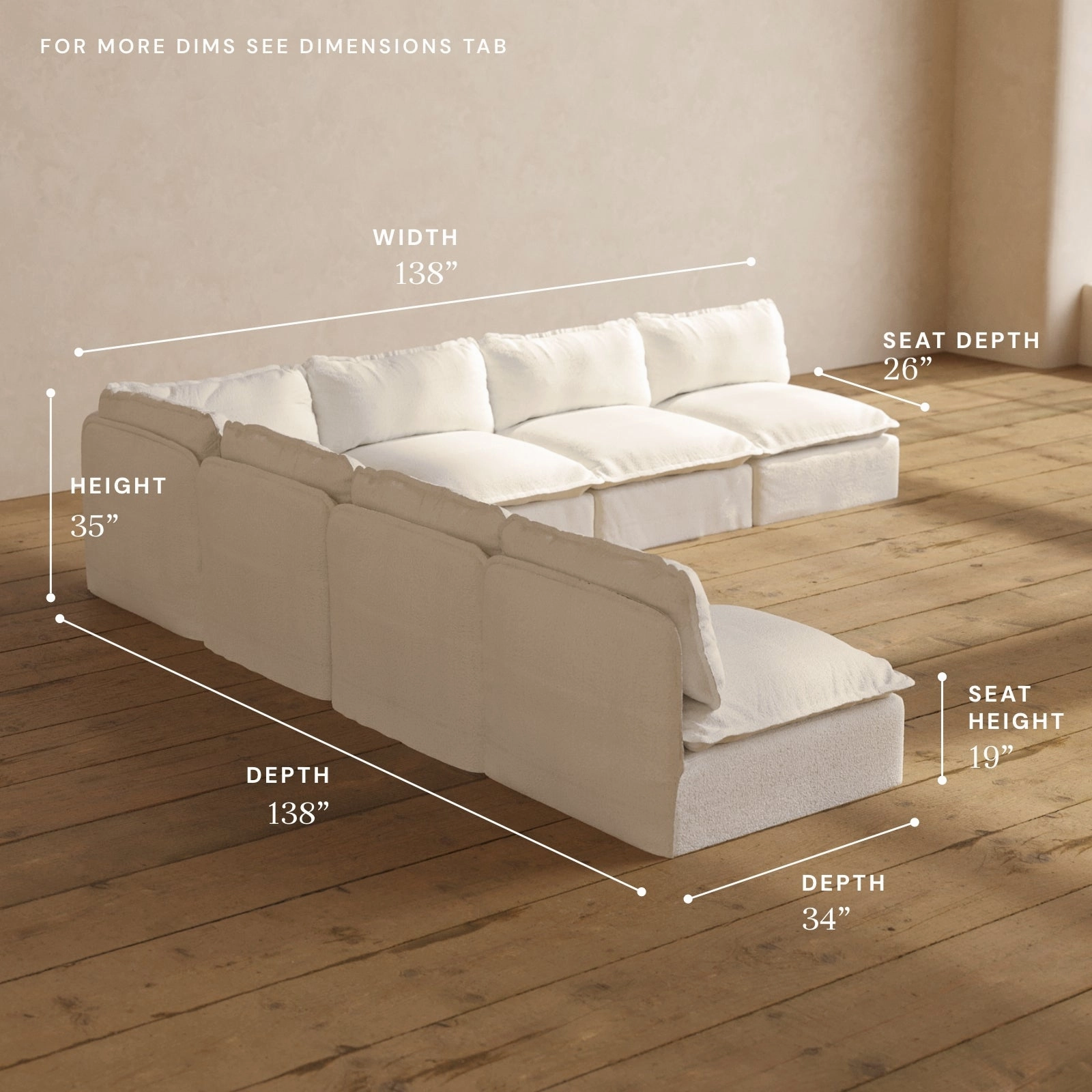 Modular Performance 7-Seater Open-Ends Corner Sectional in Mousse | Deluxe Blend