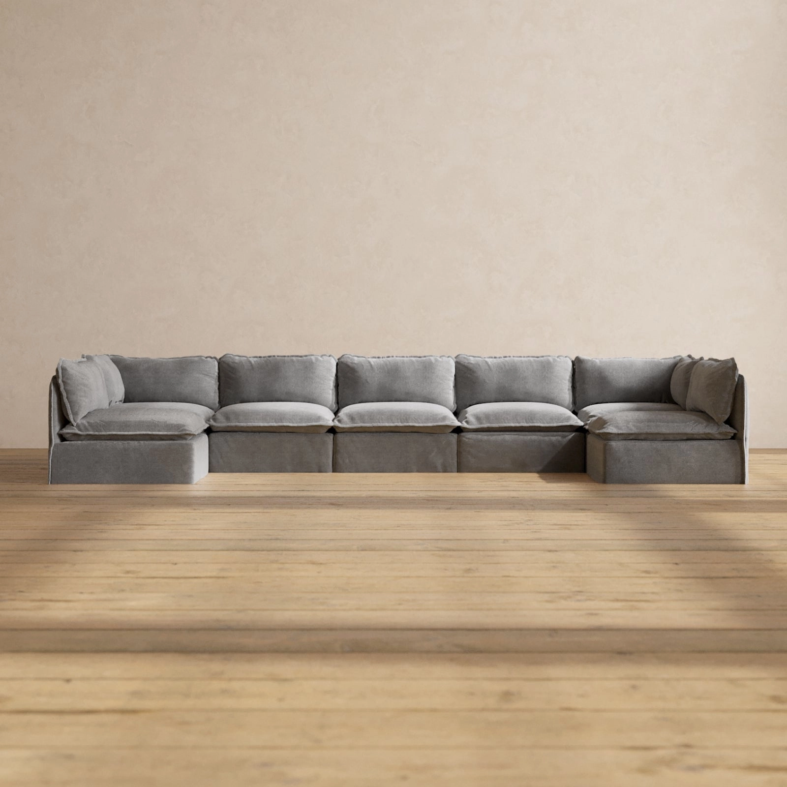 Modular Performance 7-Seater Open-Ends U-Sectional in Ash | Deluxe Blend