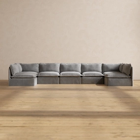 Modular Performance 7-Seater Open-Ends U-Sectional in Ash | Deluxe Blend