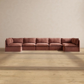 Modular Performance 7-Seater Open-Ends U-Sectional in Chestnut | Relaxed Blend