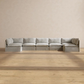 Modular Performance 7-Seater Open-Ends U-Sectional in Cloud | Deluxe Blend