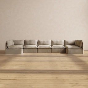 Modular Performance 7-Seater Open-Ends U-Sectional in Dune | Deluxe Blend