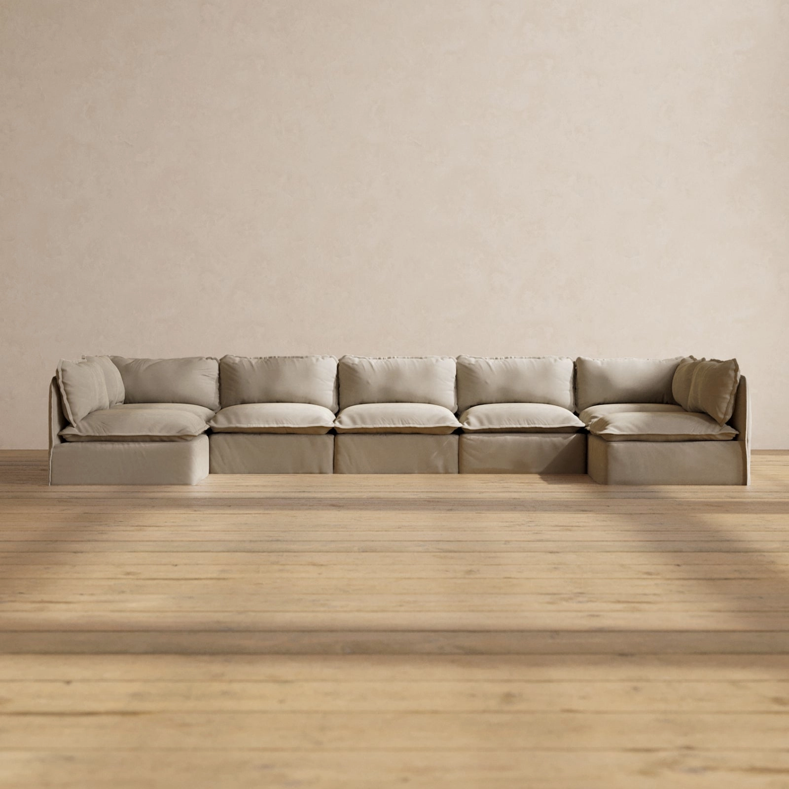 Modular Performance 7-Seater Open-Ends U-Sectional in Dune | Relaxed Blend