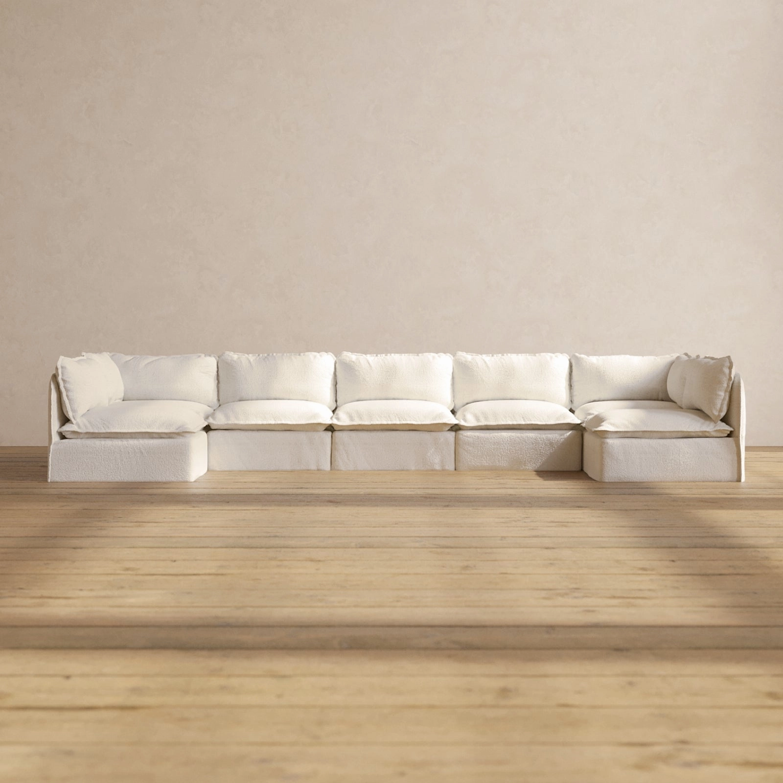 Modular Performance 7-Seater Open-Ends U-Sectional in Mousse | Deluxe Blend