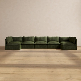 Modular Performance 7-Seater Open-Ends U-Sectional in Olive | Deluxe Blend