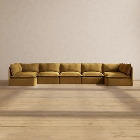 Modular Performance 7-Seater Open-Ends U-Sectional in Toffee | Deluxe Blend