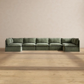 Modular Performance 7-Seater Open-Ends U-Sectional in Willow | Deluxe Blend
