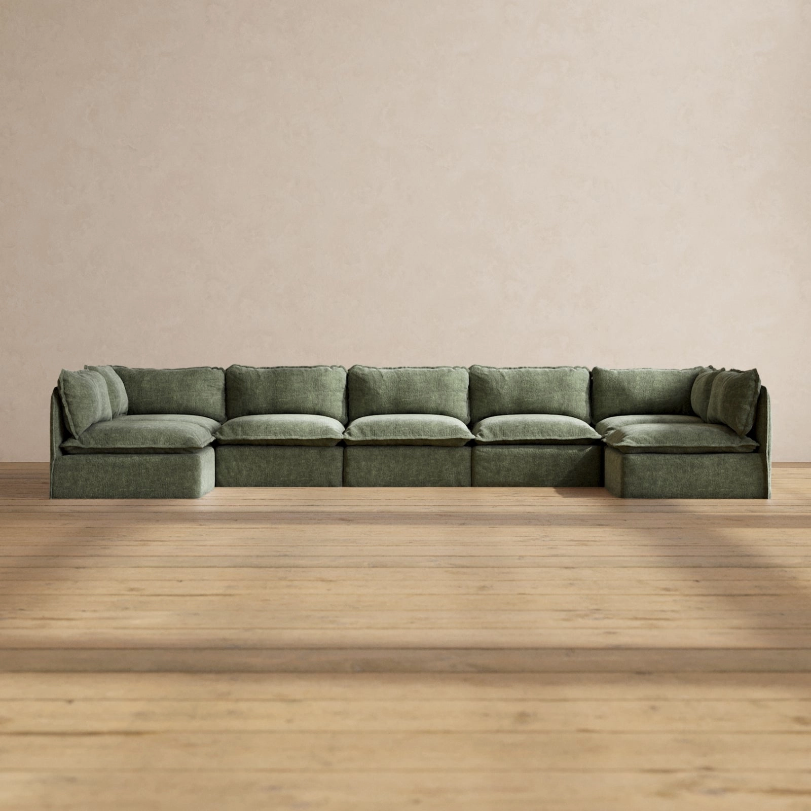 Modular Performance 7-Seater Open-Ends U-Sectional in Willow | Deluxe Blend