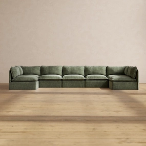 Modular Performance 7-Seater Open-Ends U-Sectional in Willow | Relaxed Blend