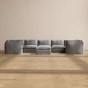 Modular Performance 7-Seater U-Sectional   Ottoman in Ash | Deluxe Blend