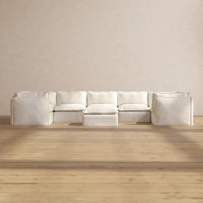 Modular Performance 7-Seater U-Sectional   Ottoman in Mousse | Deluxe Blend