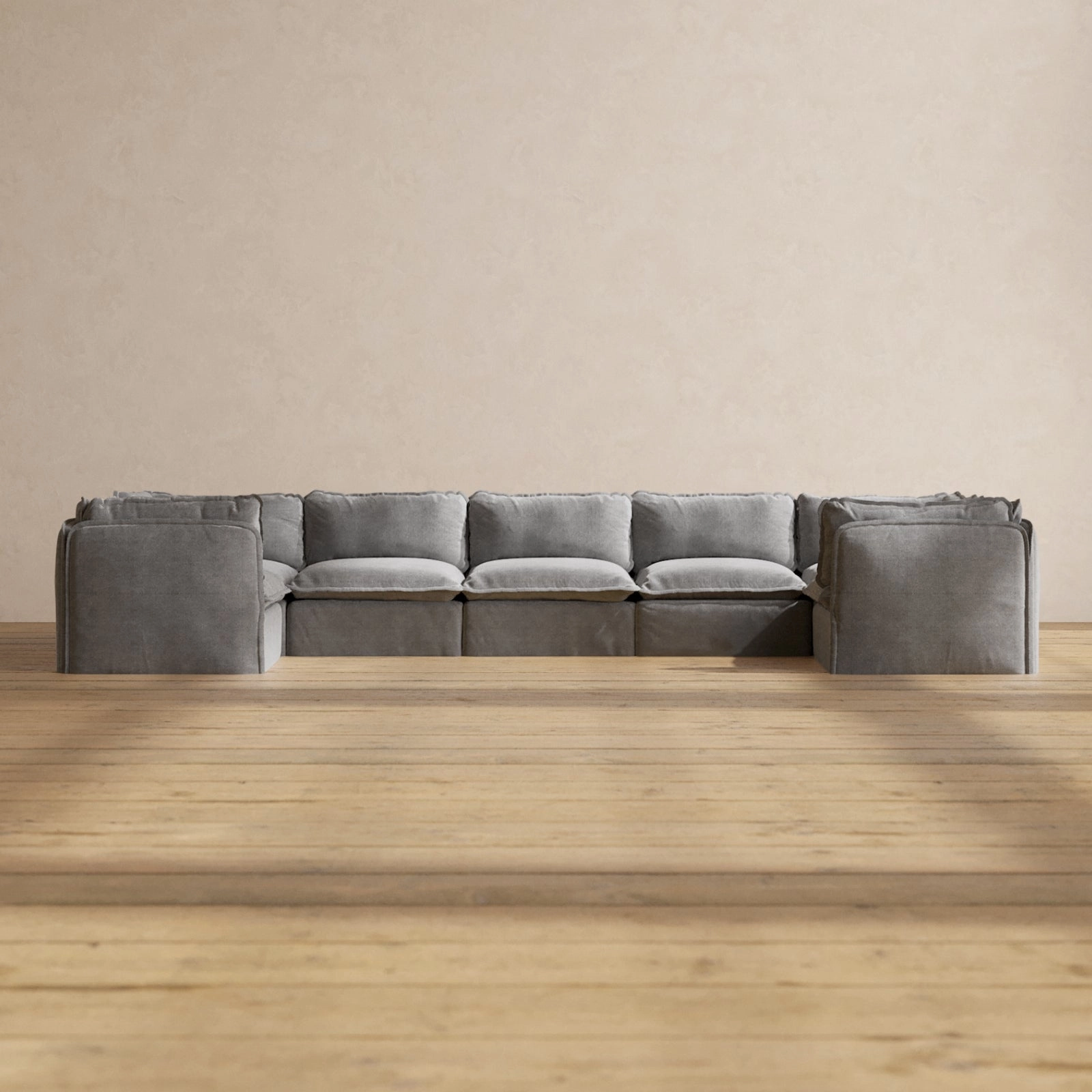Modular Performance 7-Seater U-Sectional in Ash | Deluxe Blend