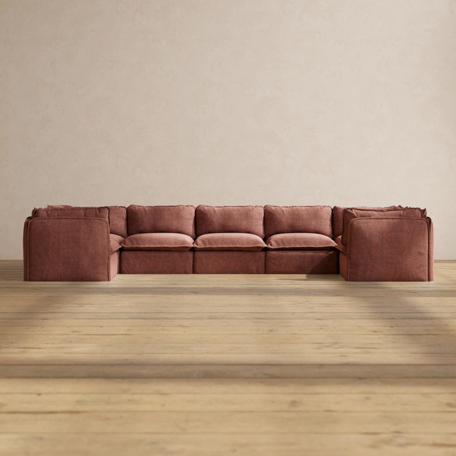 Modular Performance 7-Seater U-Sectional in Chestnut | Deluxe Blend