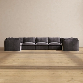 Modular Performance 7-Seater U-Sectional in Cinder | Deluxe Blend