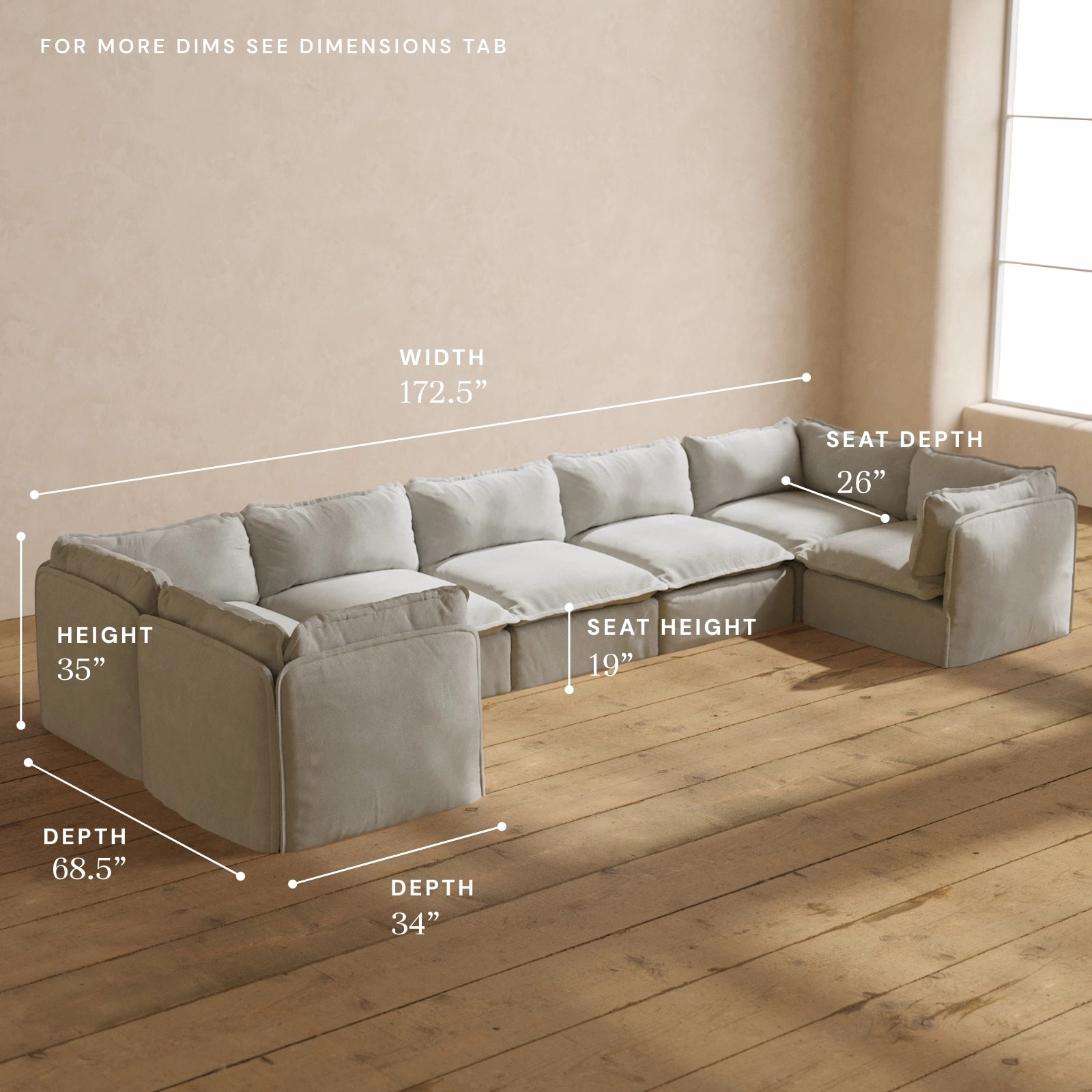 Modular Performance 7-Seater U-Sectional in Cloud | Deluxe Blend