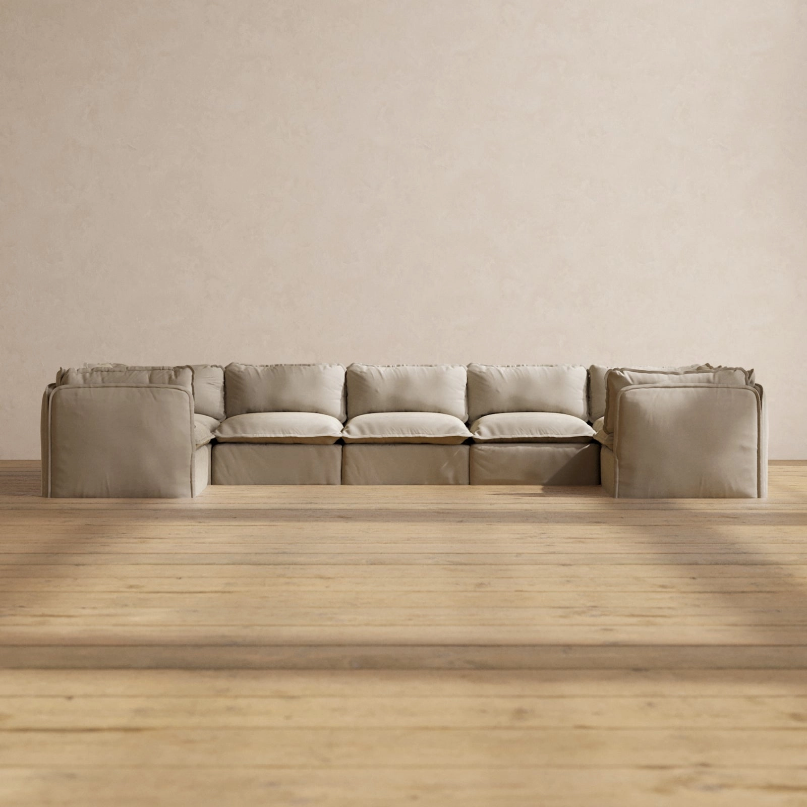 Modular Performance 7-Seater U-Sectional in Dune | Deluxe Blend