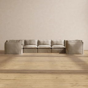 Modular Performance 7-Seater U-Sectional in Dune | Deluxe Blend