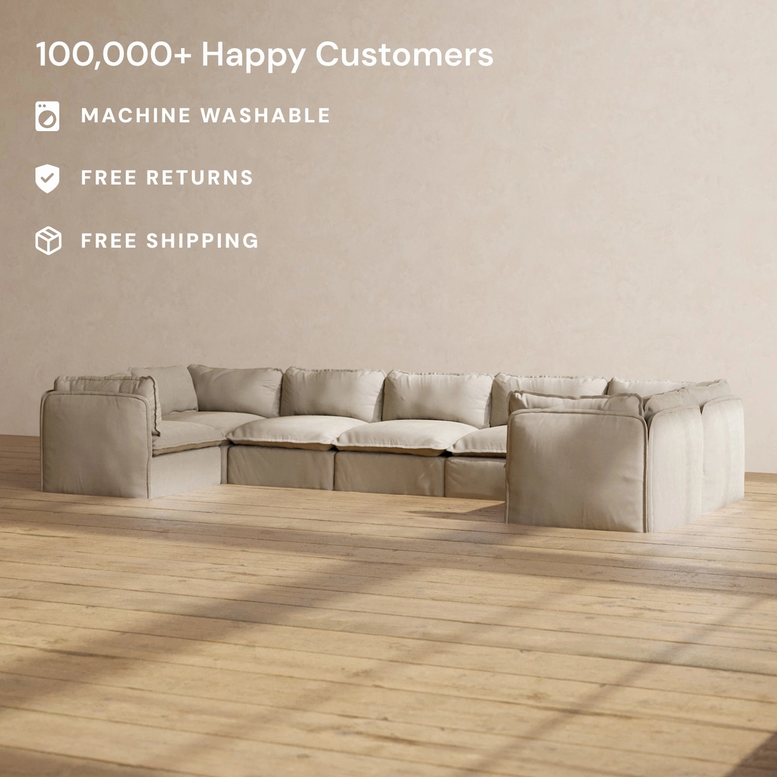 Modular Performance 7-Seater U-Sectional in Dune | Relaxed Blend