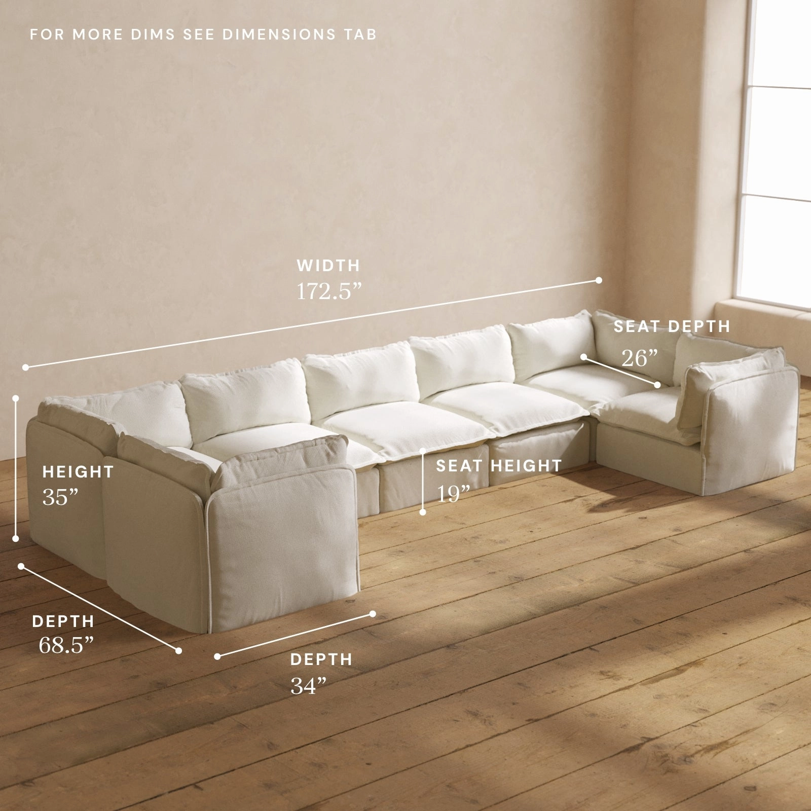 Modular Performance 7-Seater U-Sectional in Eggshell | Deluxe Blend