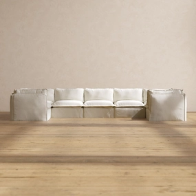 Modular Performance 7-Seater U-Sectional in Flour | Deluxe Blend