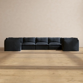 Modular Performance 7-Seater U-Sectional in Indigo | Deluxe Blend