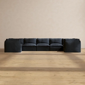 Modular Performance 7-Seater U-Sectional in Indigo | Relaxed Blend