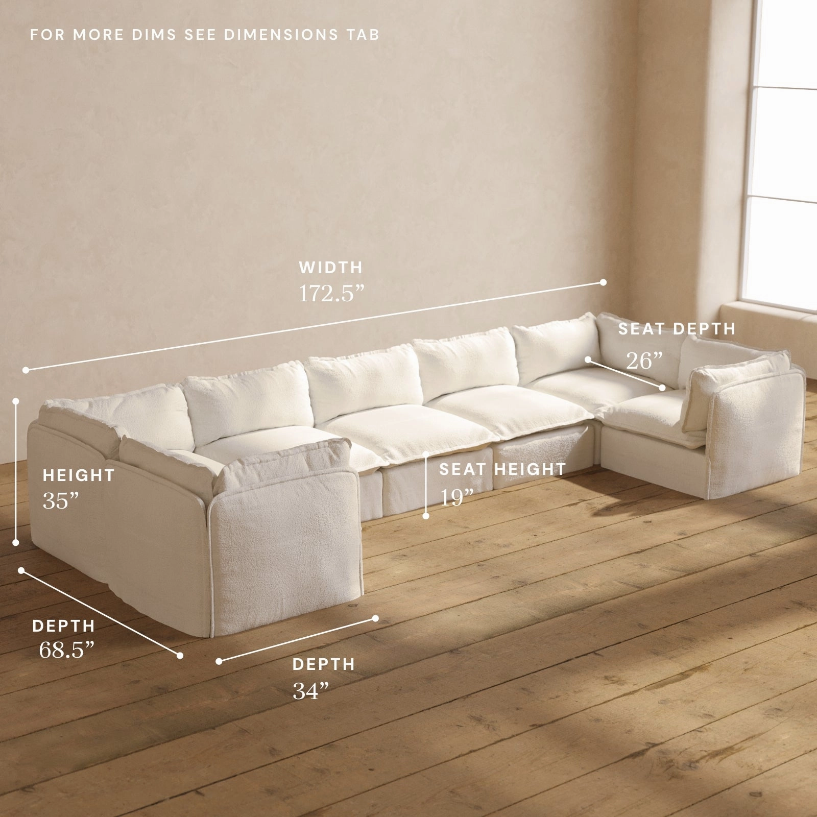 Modular Performance 7-Seater U-Sectional in Mousse | Deluxe Blend