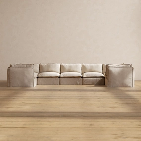 Modular Performance 7-Seater U-Sectional in Oat | Relaxed Blend