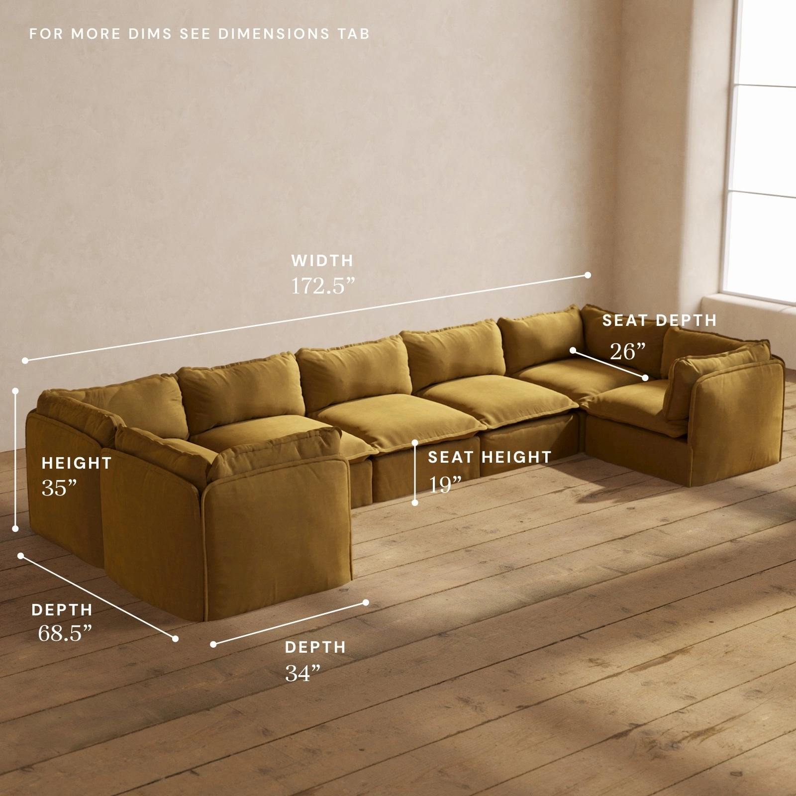 Modular Performance 7-Seater U-Sectional in Toffee | Relaxed Blend