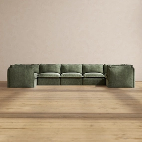 Modular Performance 7-Seater U-Sectional in Willow | Relaxed Blend