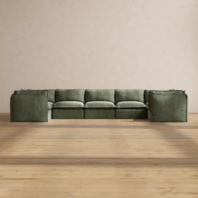 Modular Performance 7-Seater U-Sectional in Willow | Relaxed Blend