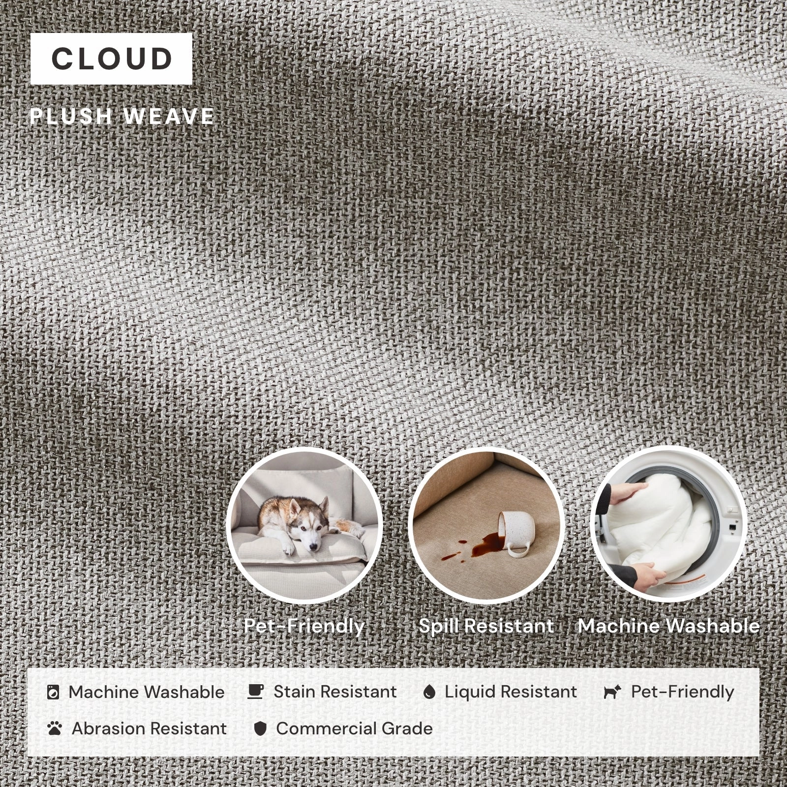 Modular Performance 8-Seater Open-Ends U-Sectional   Ottoman in Cloud | Relaxed Blend