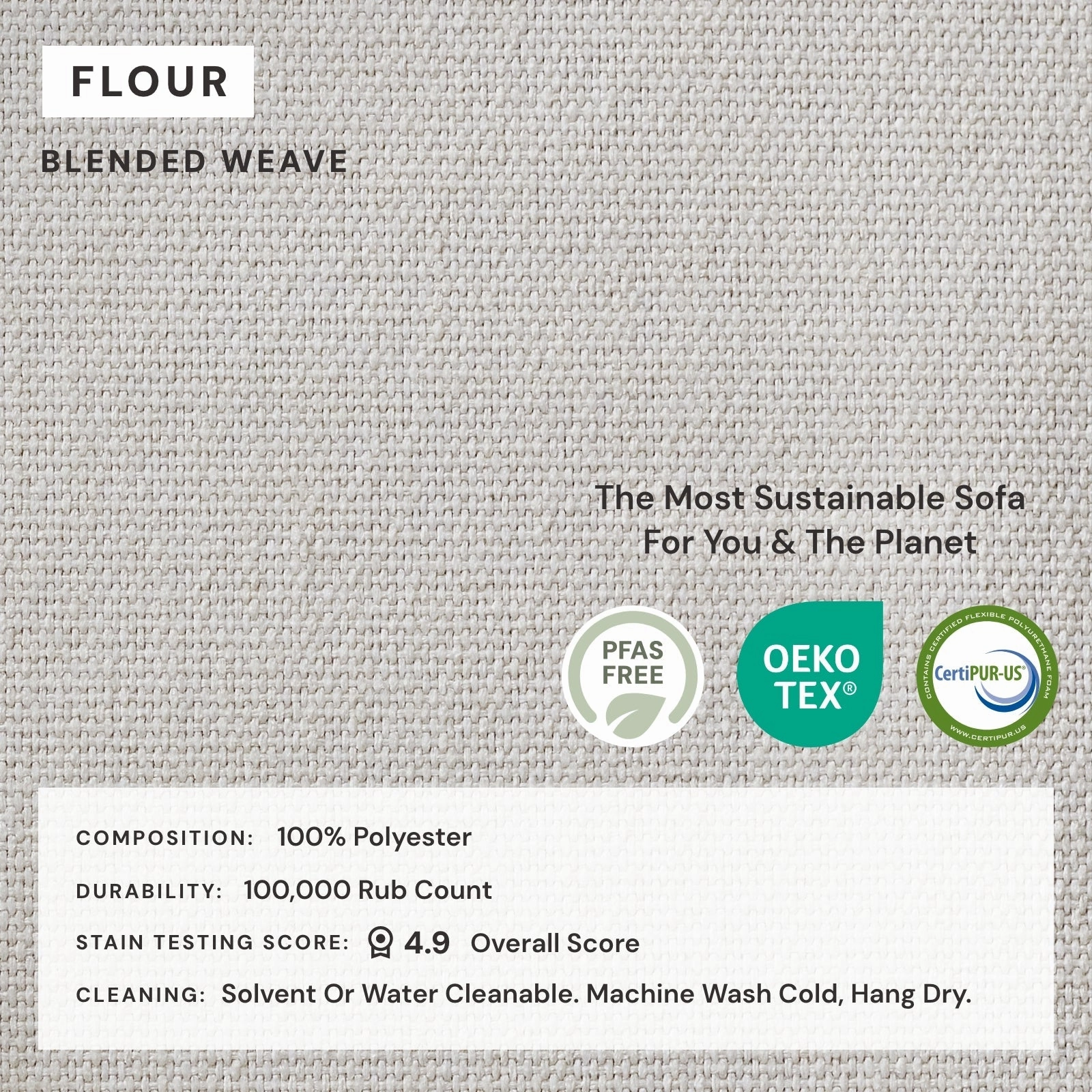 Modular Performance 8-Seater Open-Ends U-Sectional   Ottoman in Flour | Relaxed Blend