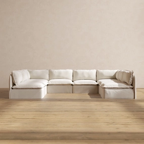 Modular Performance 8-Seater Open-Ends U-Sectional in Flour | Relaxed Blend
