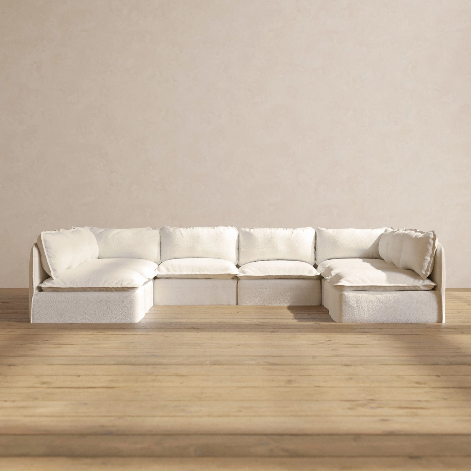 Modular Performance 8-Seater Open-Ends U-Sectional in Mousse | Relaxed Blend