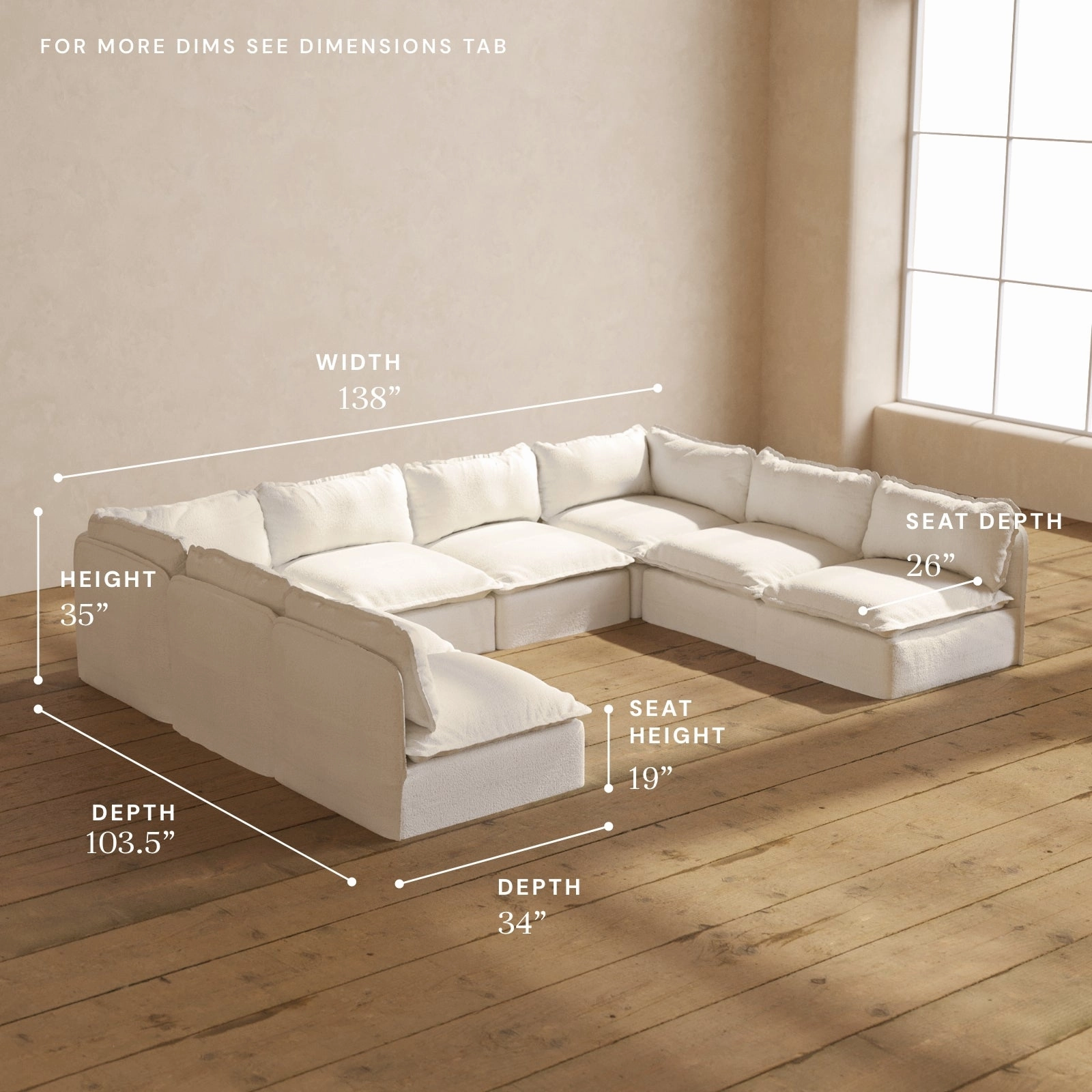 Modular Performance 8-Seater Open-Ends U-Sectional in Mousse | Relaxed Blend
