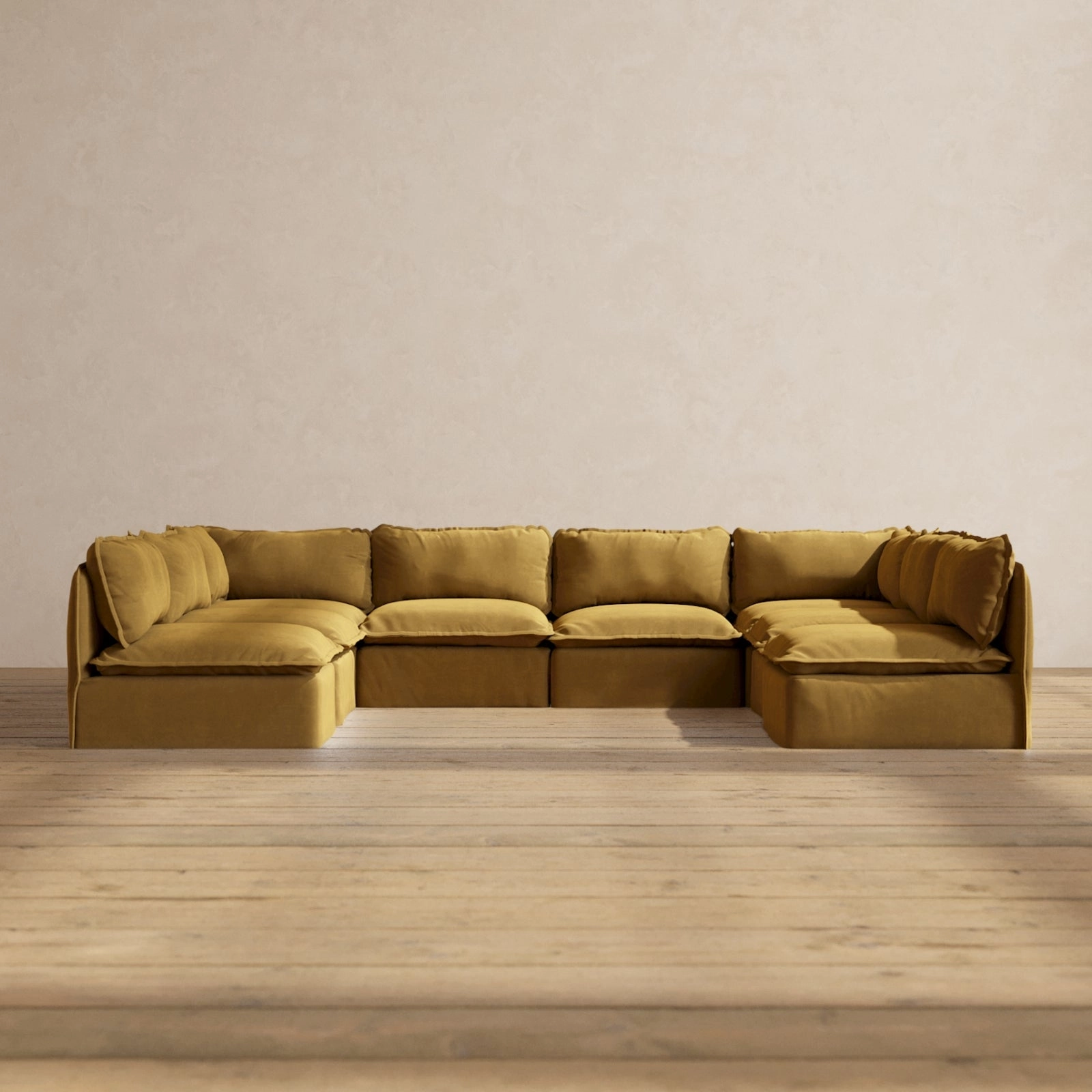 Modular Performance 8-Seater Open-Ends U-Sectional in Toffee | Relaxed Blend