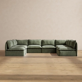 Modular Performance 8-Seater Open-Ends U-Sectional in Willow | Relaxed Blend