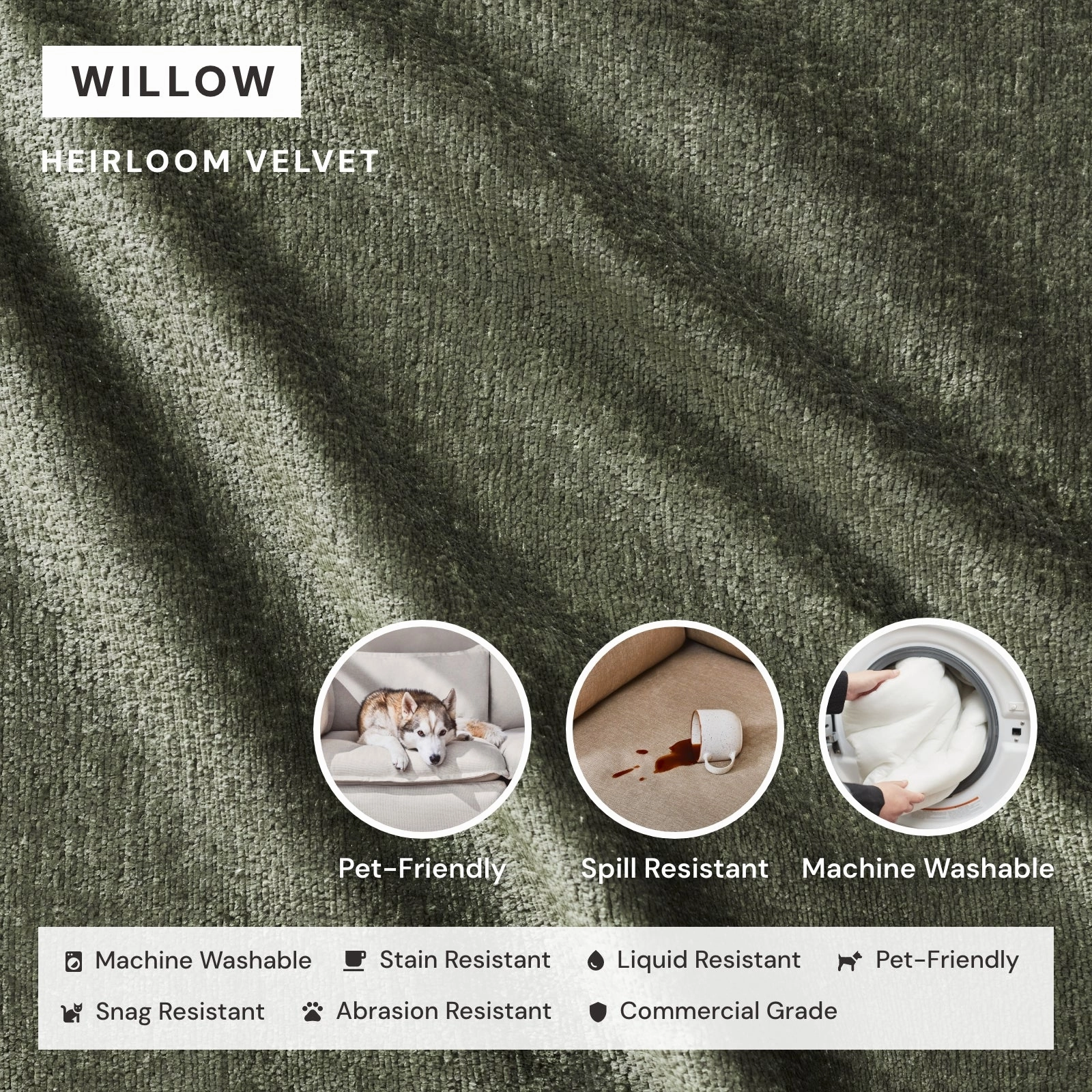 Modular Performance 8-Seater Open-Ends U-Sectional in Willow | Relaxed Blend