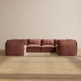 Modular Performance 8-Seater U-Sectional in Chestnut | Relaxed Blend