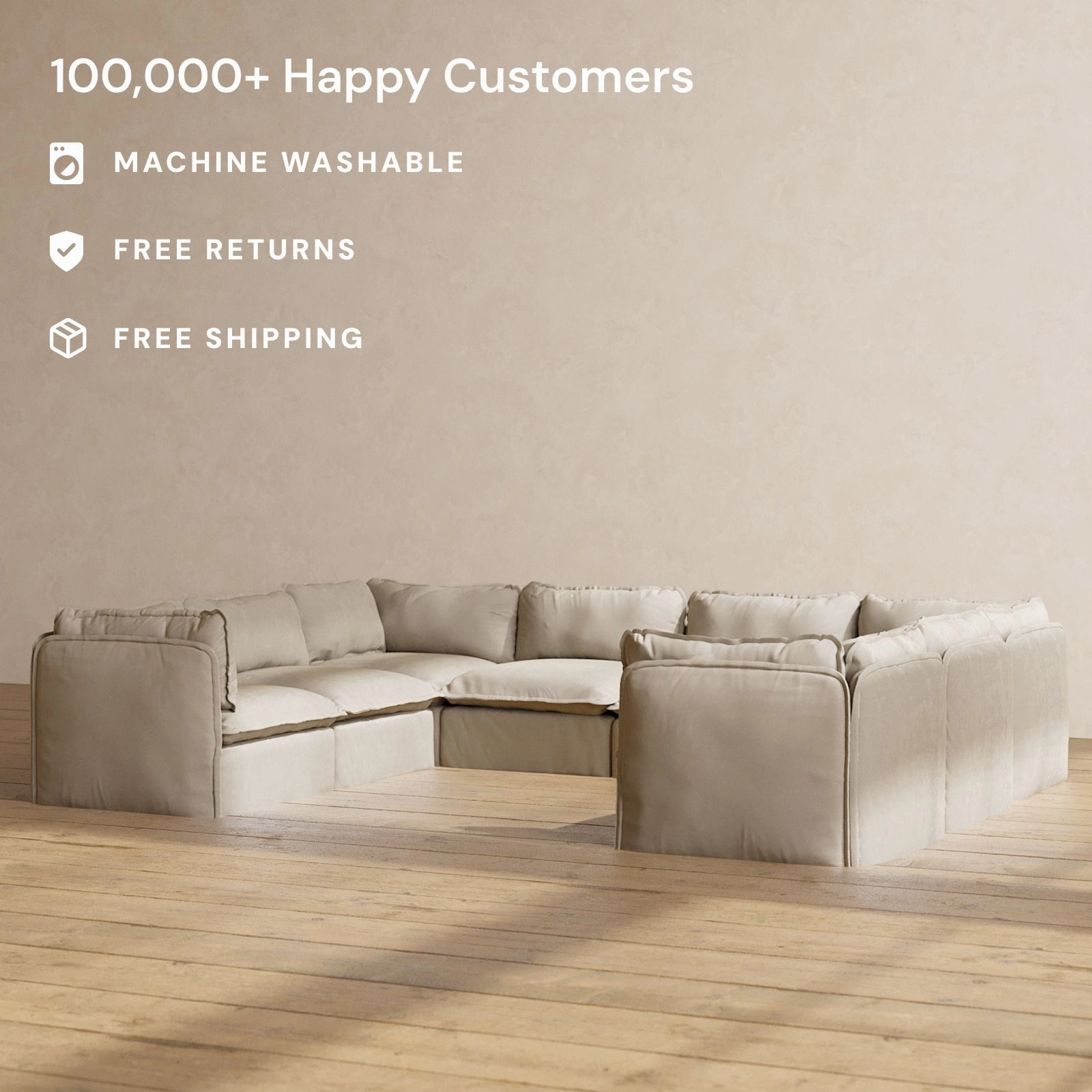 Modular Performance 8-Seater U-Sectional in Dune | Relaxed Blend