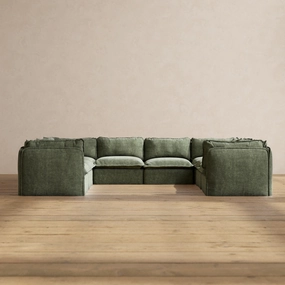Modular Performance 8-Seater U-Sectional in Willow | Relaxed Blend
