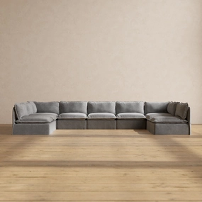 Modular Performance 9-Seater Open-Ends U-Sectional in Ash | Relaxed Blend