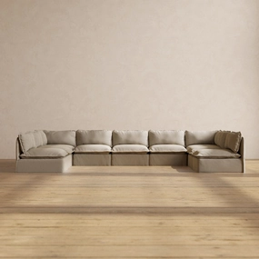 Modular Performance 9-Seater Open-Ends U-Sectional in Dune | Deluxe Blend