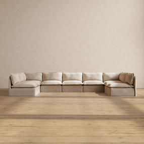 Modular Performance 9-Seater Open-Ends U-Sectional in Oat | Relaxed Blend