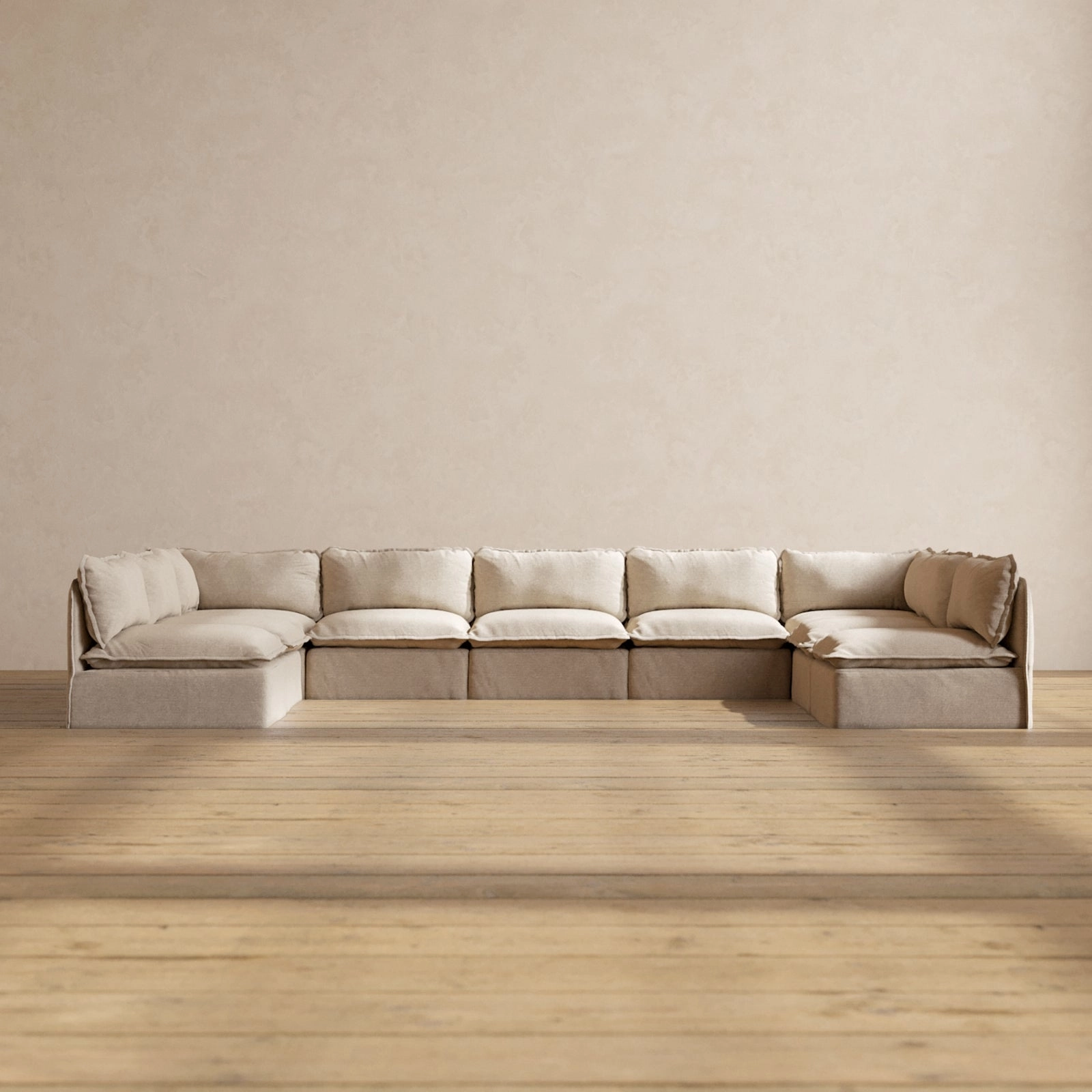 Modular Performance 9-Seater Open-Ends U-Sectional in Oat | Relaxed Blend