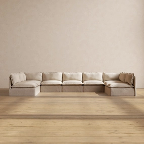 Modular Performance 9-Seater Open-Ends U-Sectional in Oat | Relaxed Blend