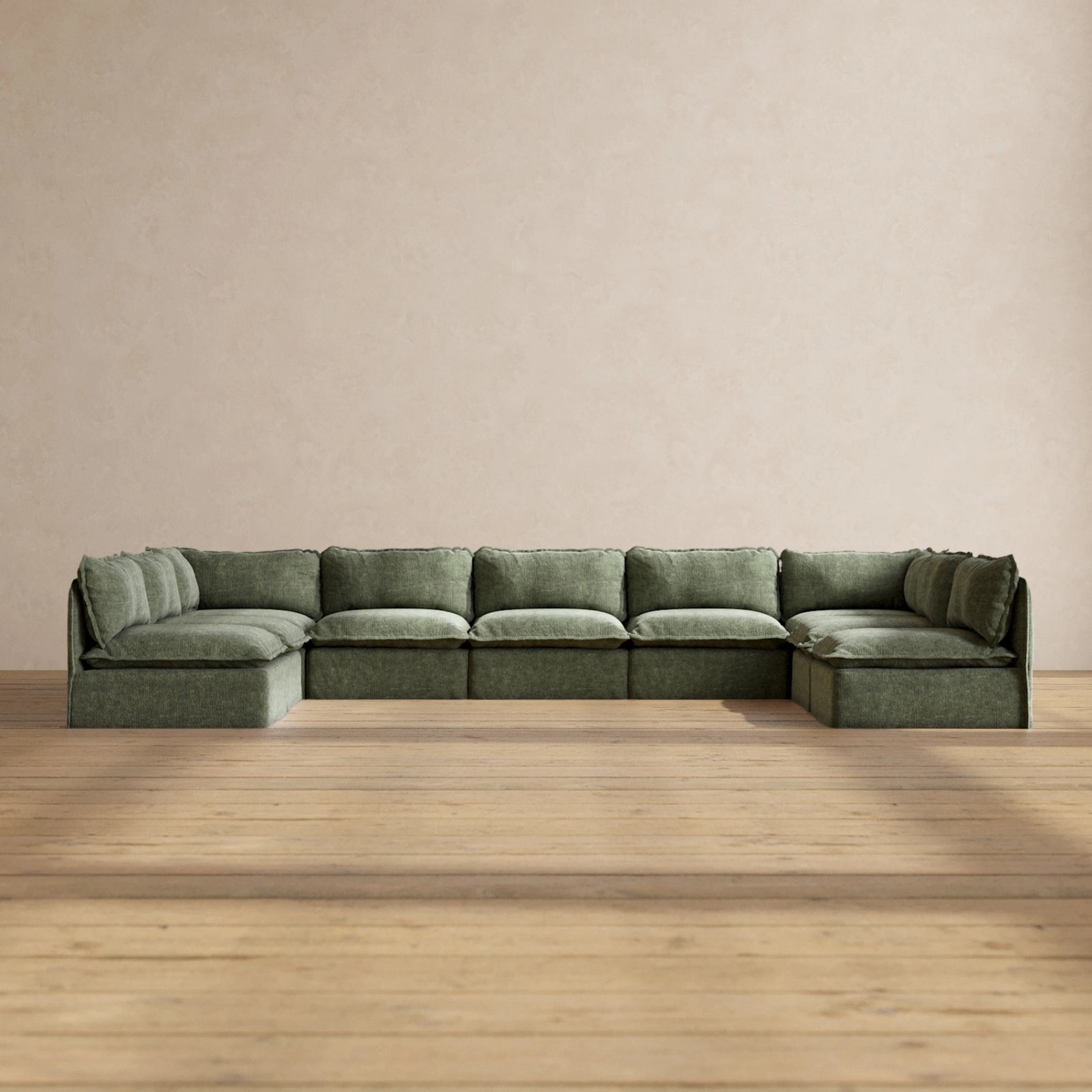 Modular Performance 9-Seater Open-Ends U-Sectional in Willow | Relaxed Blend