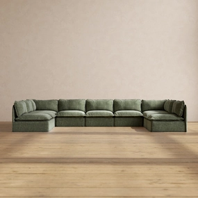 Modular Performance 9-Seater Open-Ends U-Sectional in Willow | Relaxed Blend