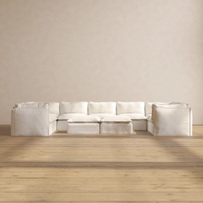 Modular Performance 9-Seater U-Sectional   Bench Ottoman in Mousse | Relaxed Blend